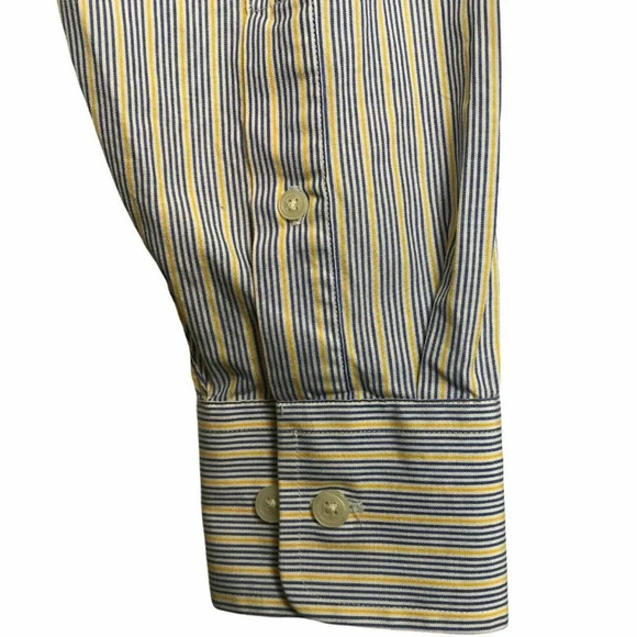 J.Crew Button Up Shirt Men's Sz S (14-14.5) Long Sleeve 2Ply Striped Blue Yellow - Picture 13 of 16